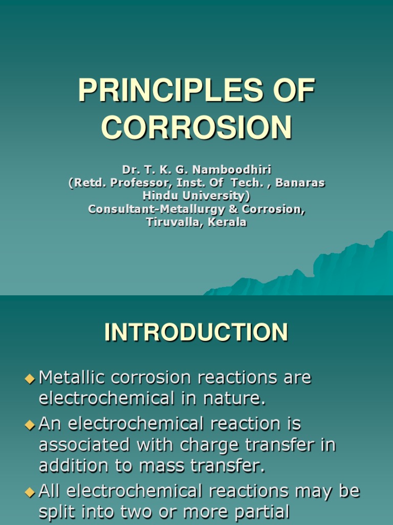 principles of corrosion Corrosion Electrochemistry
