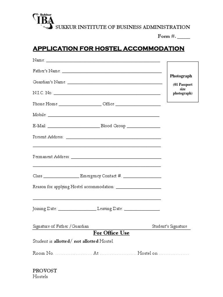 Hostel Form IBA Sukkur | PDF
