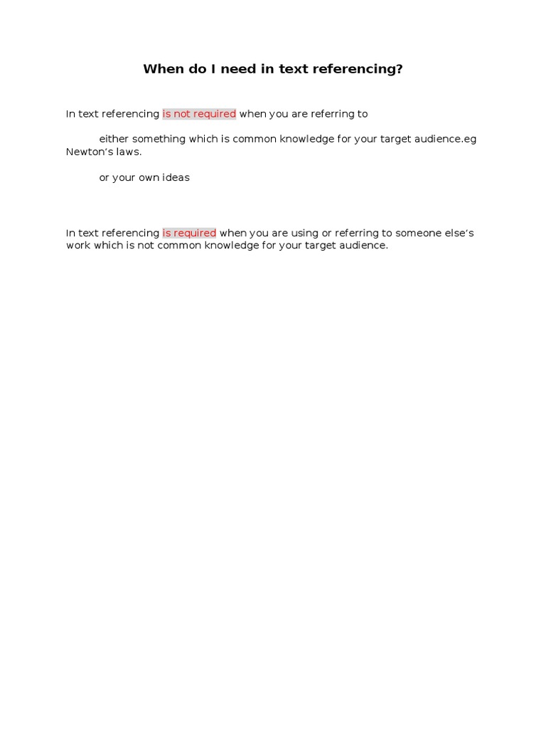 When Do I Need in Text Referencing?: Is Not Required | PDF