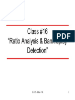 Class #16 "Ratio Analysis & Bankruptcy Detection"