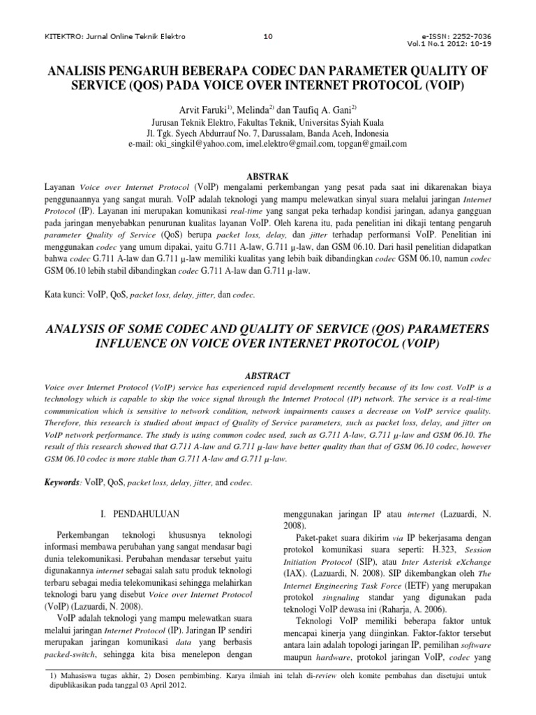 Analisis Qos Voip Berdasarkan Codec | PDF