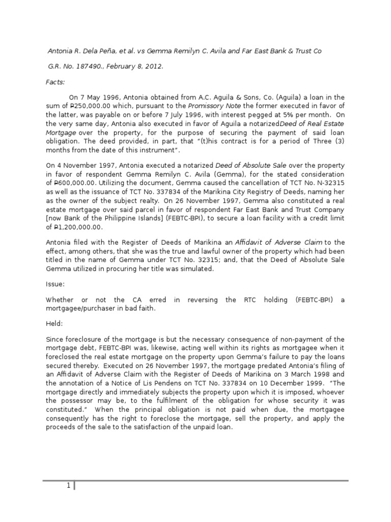 Civil Law Cases PDF Mortgage Law Financial Services