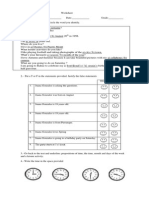 Worksheet with listening comprehension and time expressions