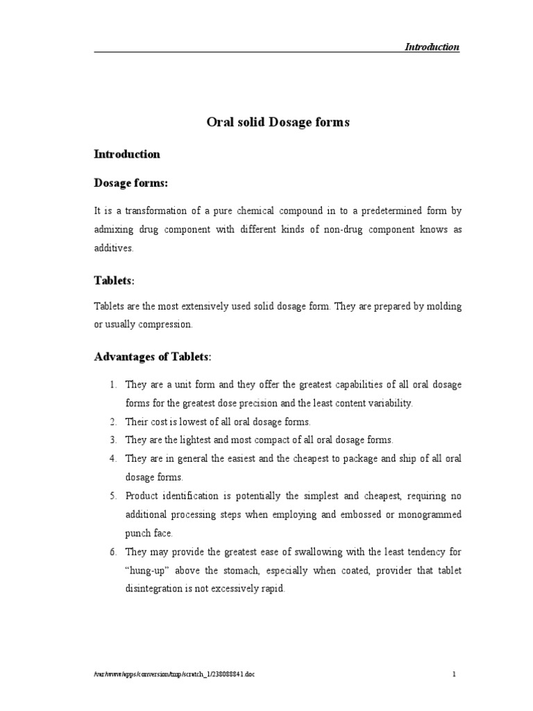 Overview of Oral Solid Dosage Forms | PDF | Tablet (Pharmacy) | Pharmacy