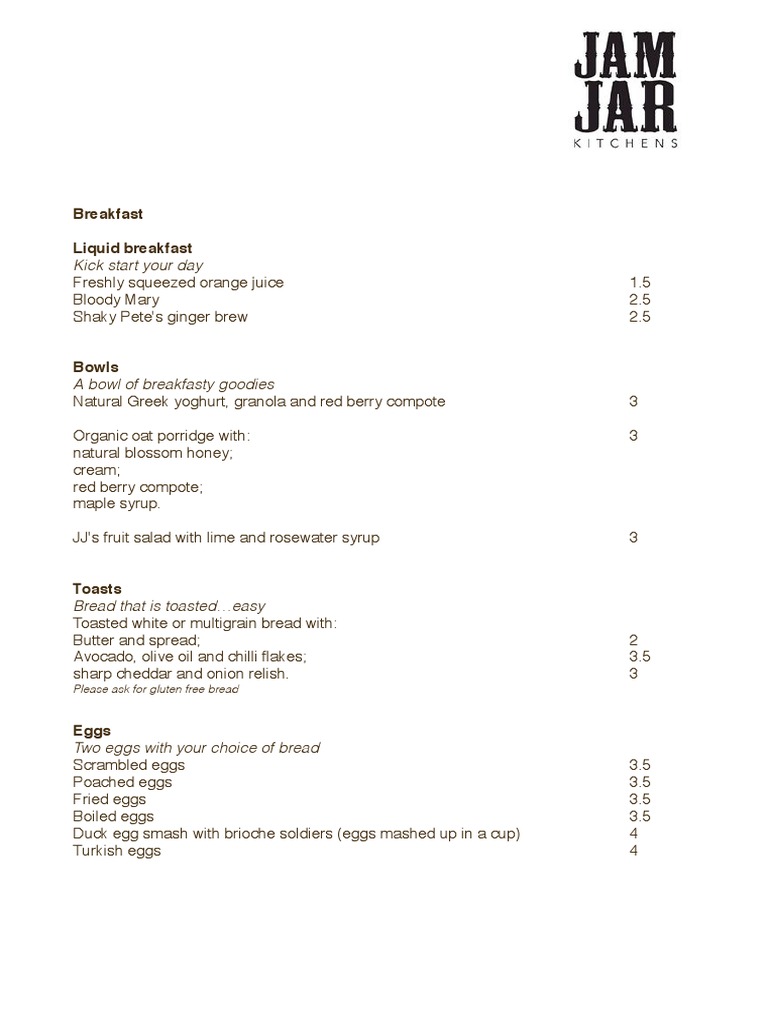 Breakfast Menu: Fresh & Hearty Options | PDF | Salad | Cooking