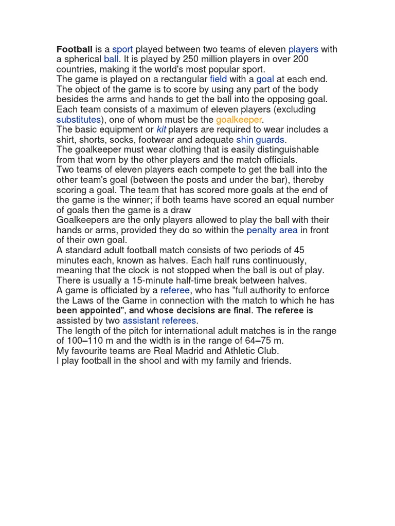 Football: Sport Players Ball Field Goal | PDF