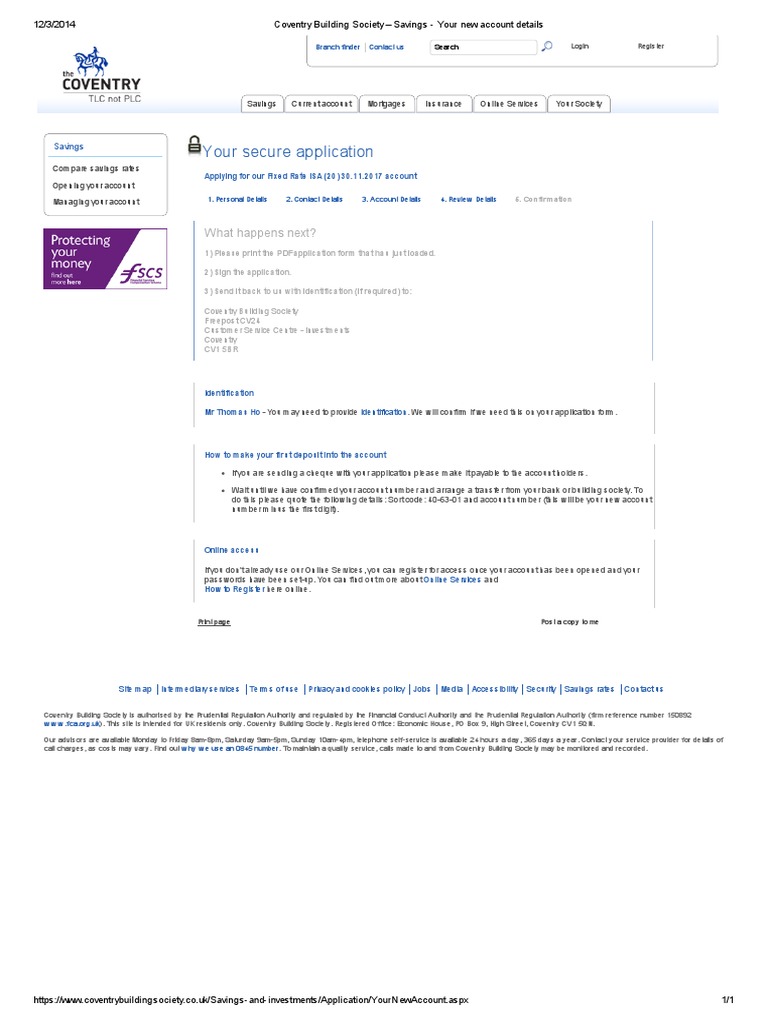Coventry Building Society Account Setup | PDF