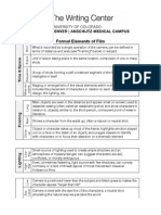 Formal Elements of Film Chart