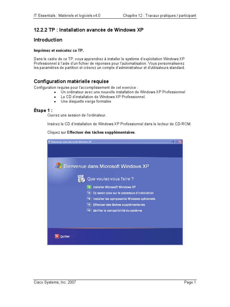 Installation avancée de Windows XP | PDF | Windows XP | Microsoft Windows