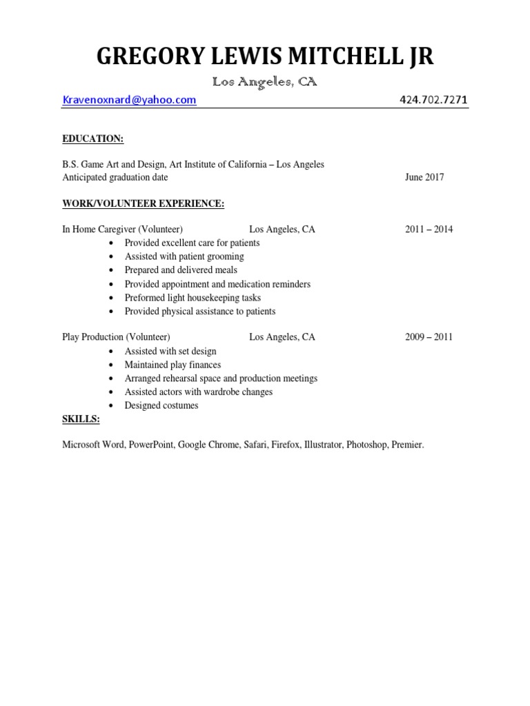 Gregory Mitchell Resume 2014 Pdf Language Arts Discipline