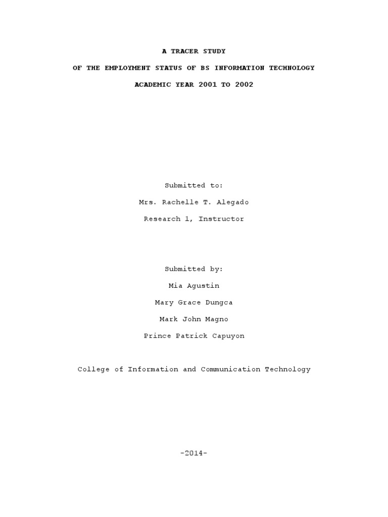 NEUST BSIT Graduate Employment Study | PDF | Information Technology ...