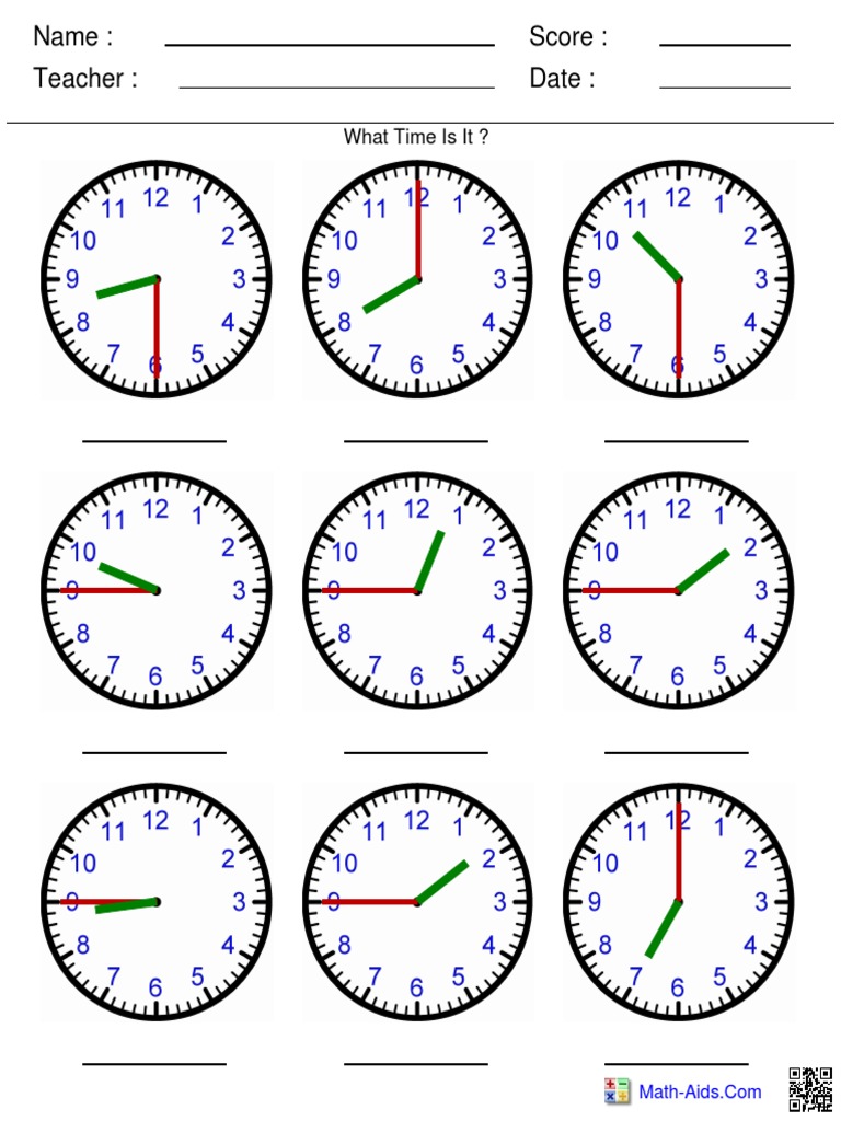 Telling Time Hands | PDF