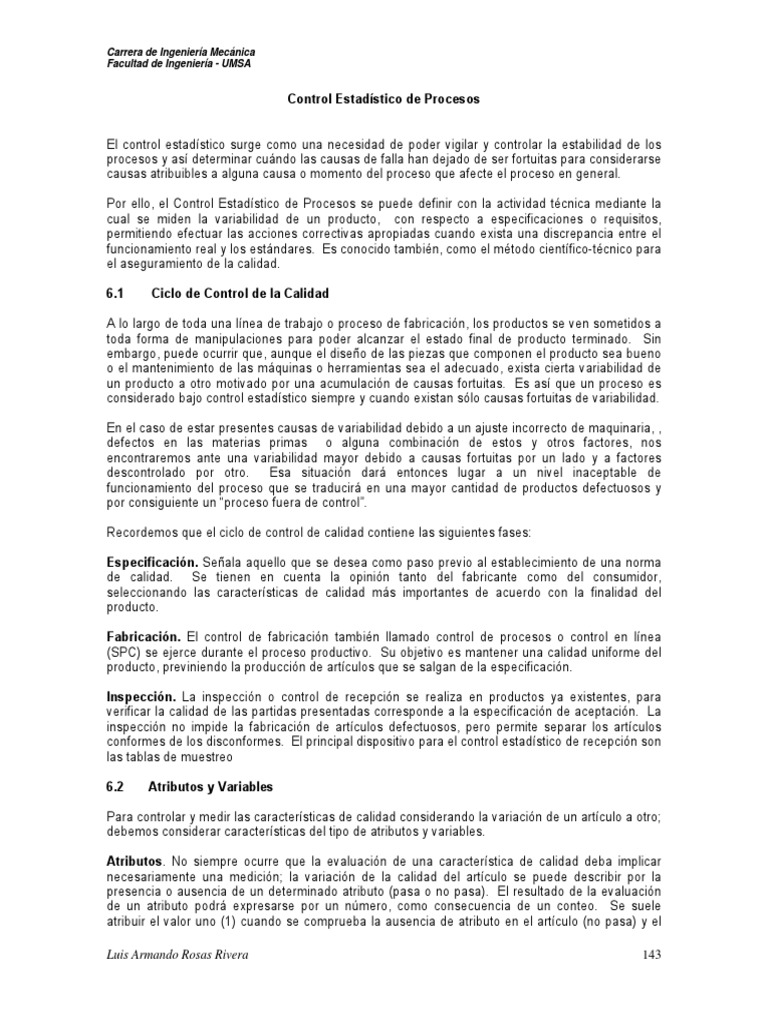 Control Estadístico de Procesos en Calidad | PDF | Medición | Calidad ...