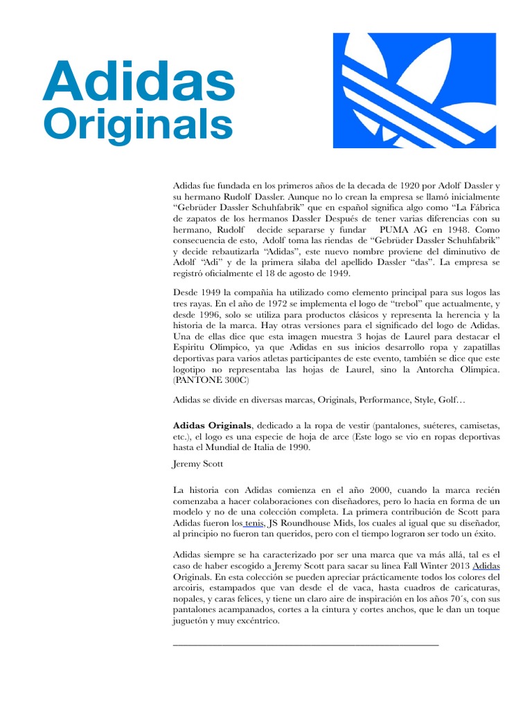 Historia y evolución de Adidas | PDF | Adidas | Ropa