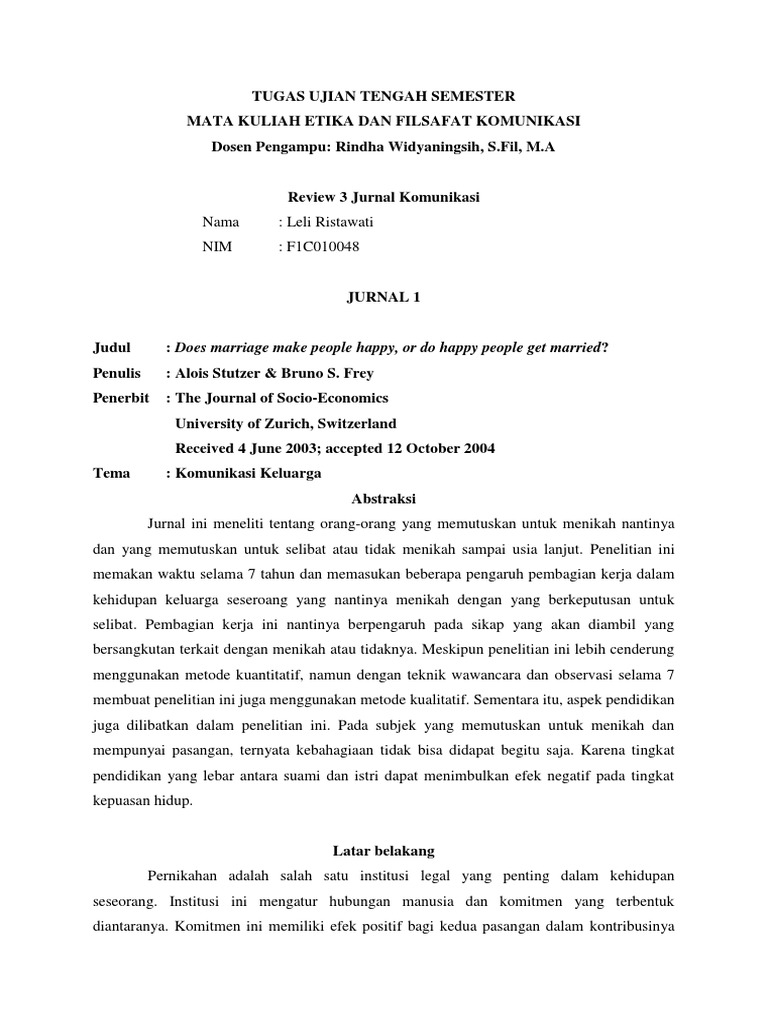 Resume Jurnal Tugas Etika Filsafat Komunikasi