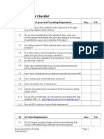 Excel Document Checklist: ID 1.0 General Layout and Formatting Requirement Pass Fail