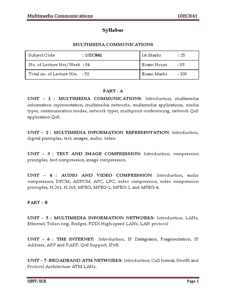 Ece Viii Multimedia Communication (10ec841) Notes | PDF | Data ...