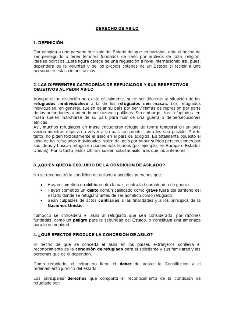 Derecho de Asilo Politico Persona que busca asilo