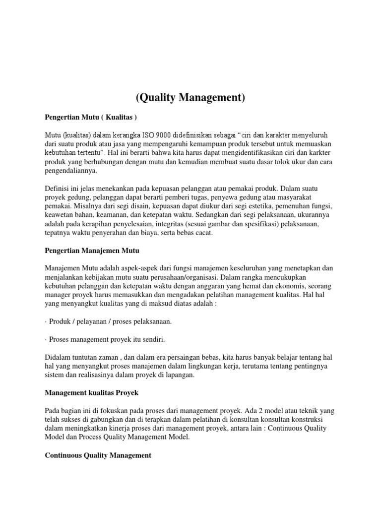Quality Management System | PDF