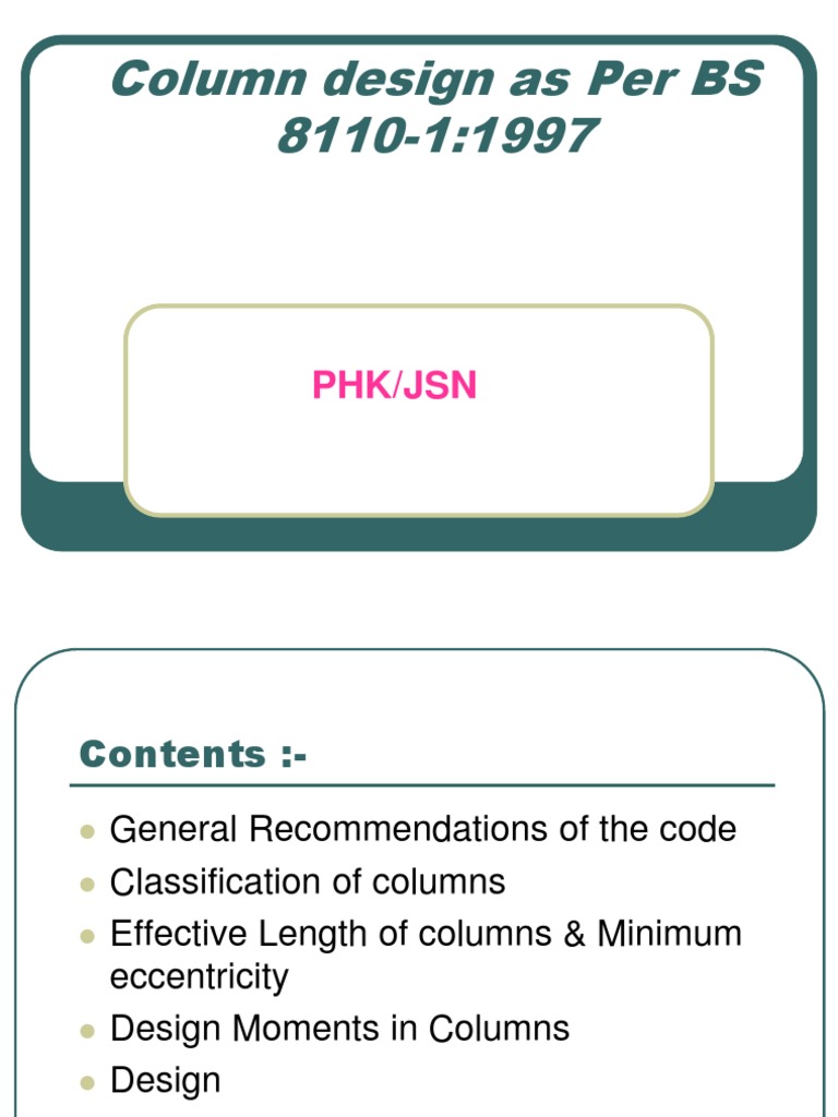 Column Design - As Per BS Code | PDF