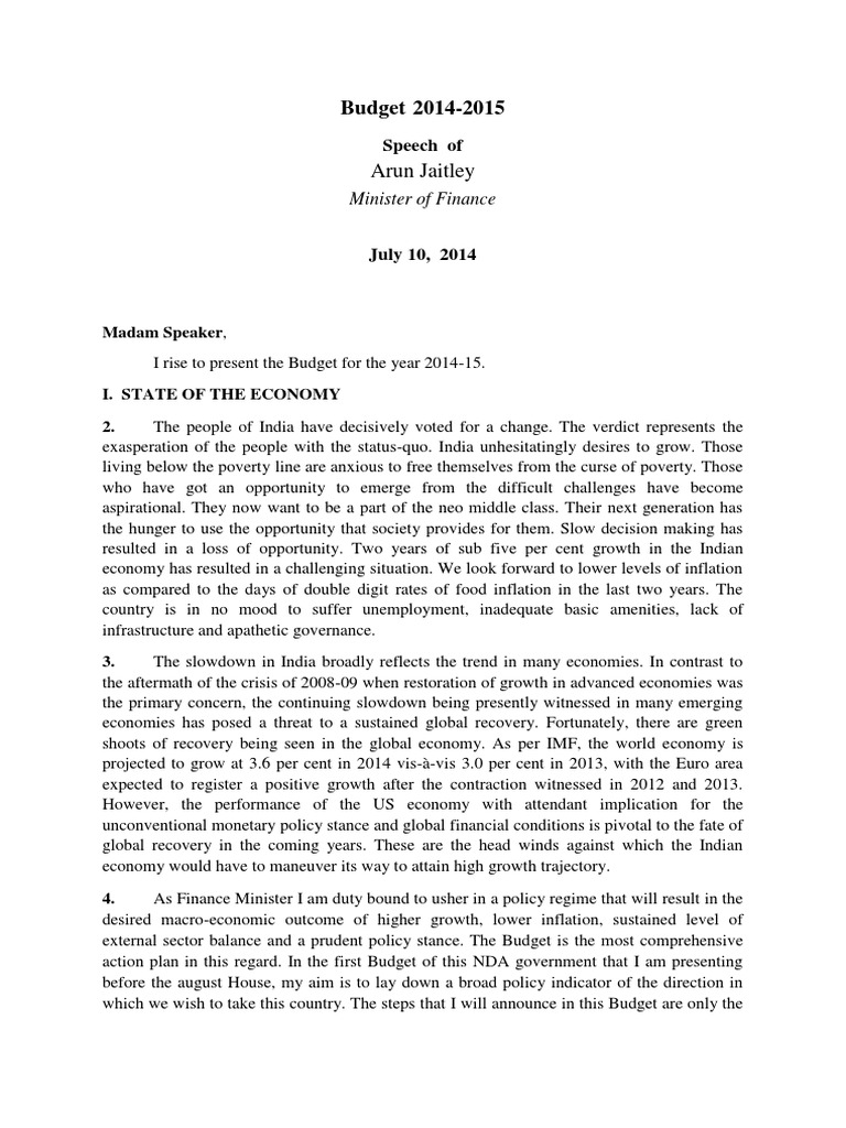 Budget Speech PDF Foreign Direct Investment Taxes
