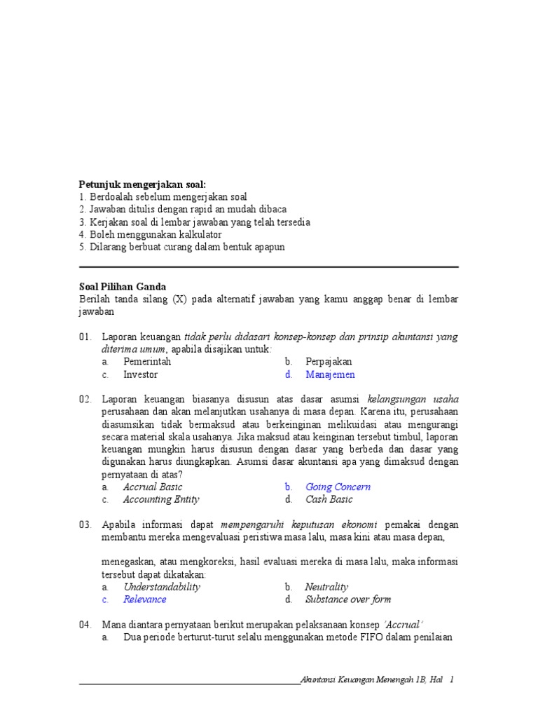 Contoh Soal Pilihan Ganda Laporan Keuangan Contoh Soal