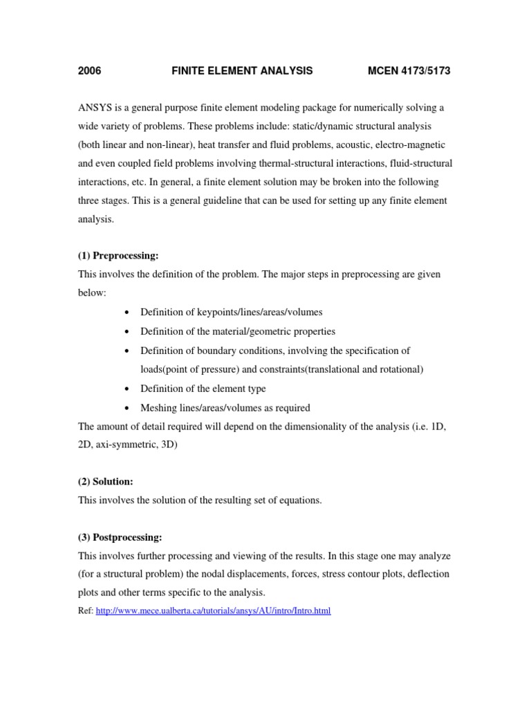 Finite Element Analysis with ANSYS | PDF | Teaching Methods & Materials