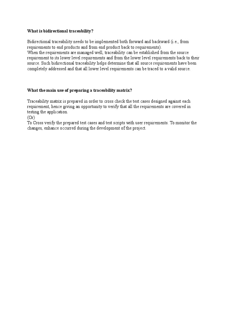 What Is Bidirectional Traceability | PDF