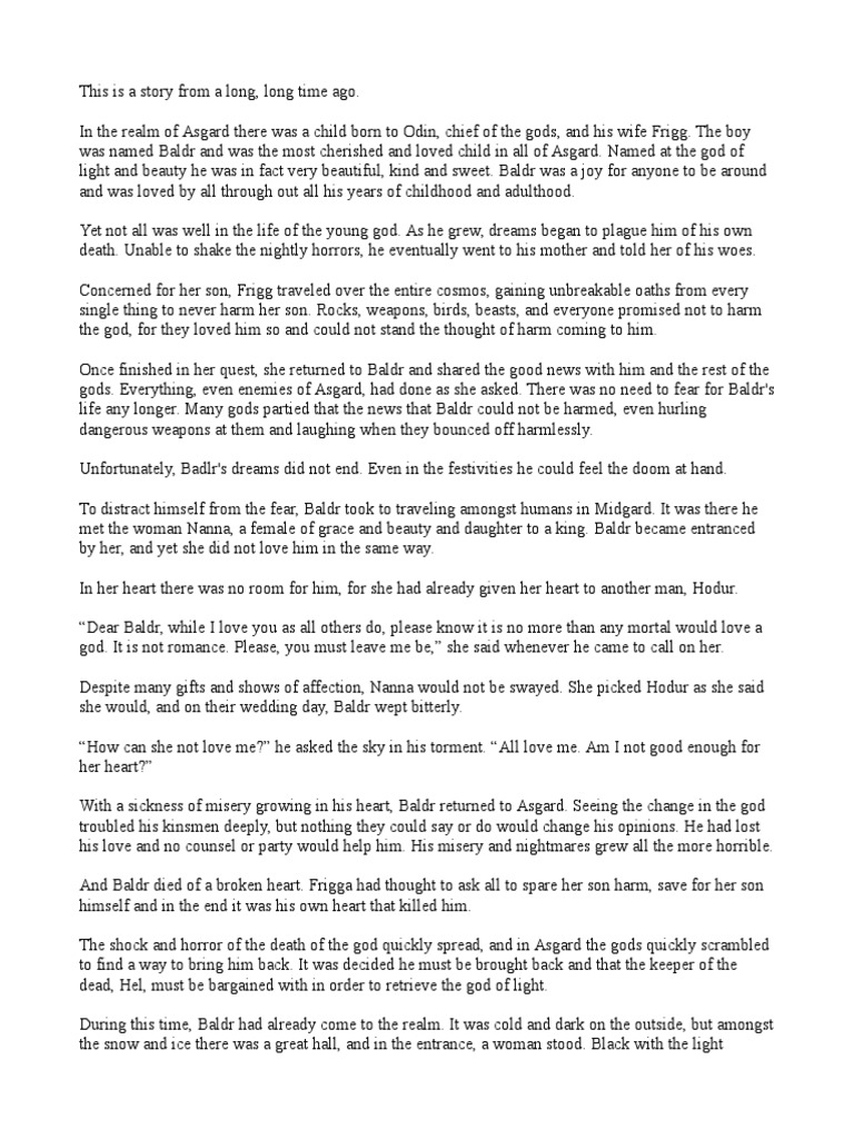 Story of Hel and Baldr - Norse Myths | PDF | Norse Mythology | Germanic ...