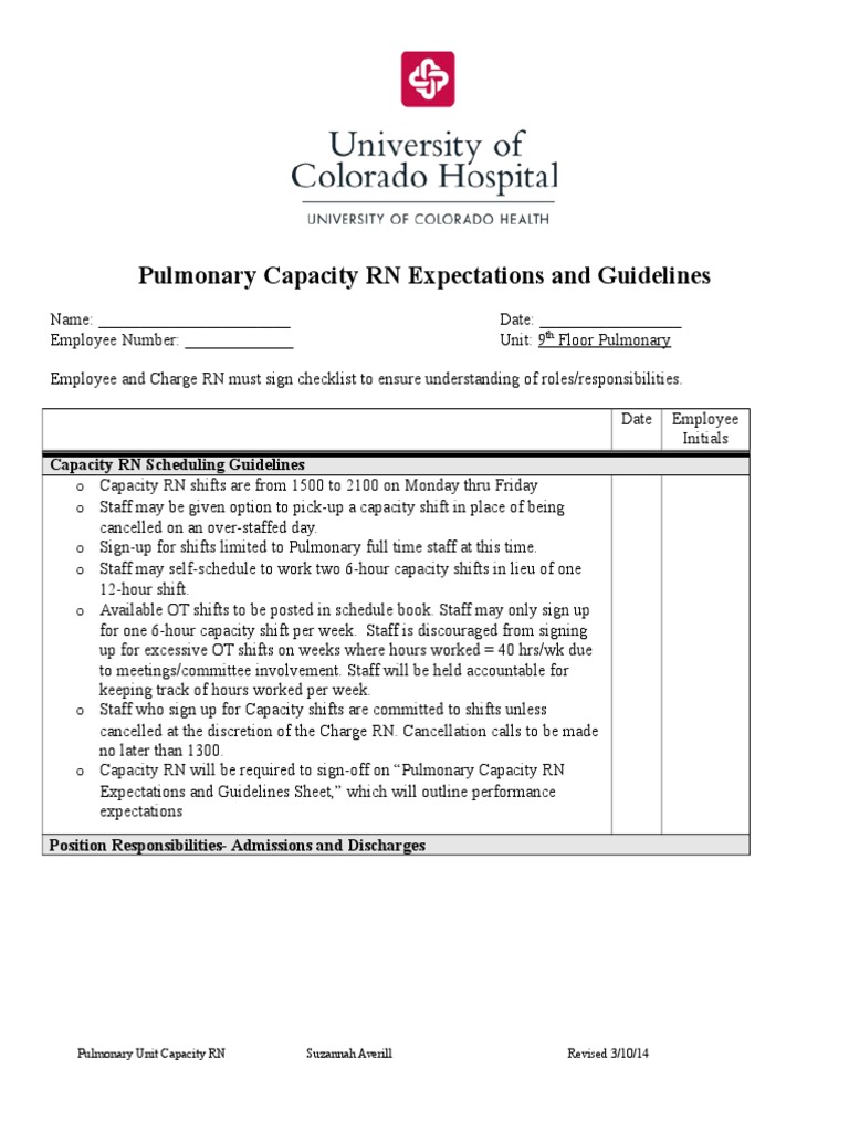 Pulmonary RN Capacity Guidelines | PDF | Health Care | Medicine