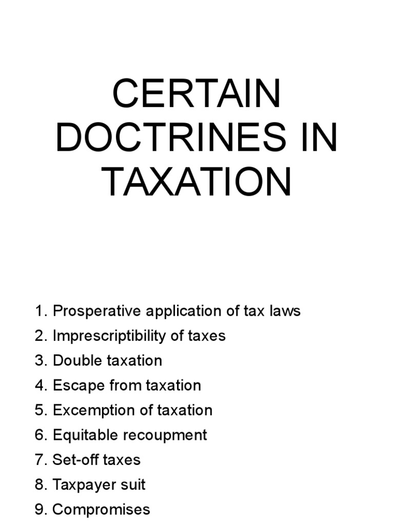 Key Doctrines in Taxation | PDF