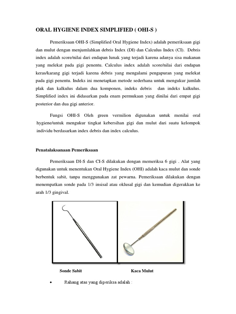 Oral Hygiene Index Simplified PDF