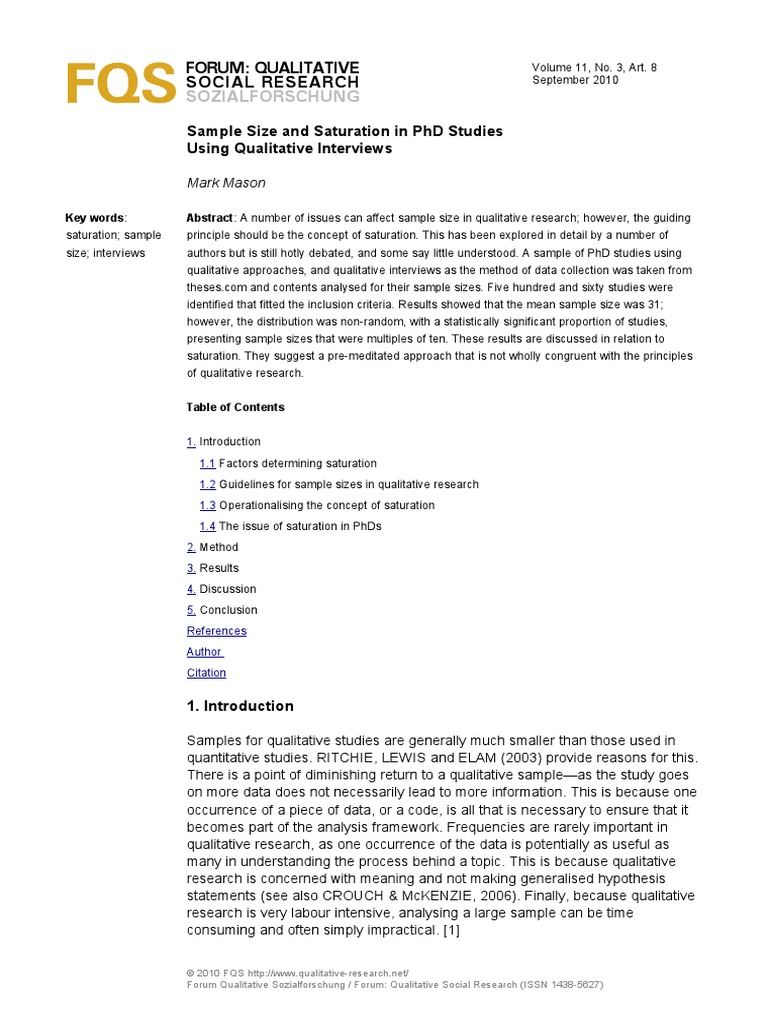 saturation in qualitative research pdf