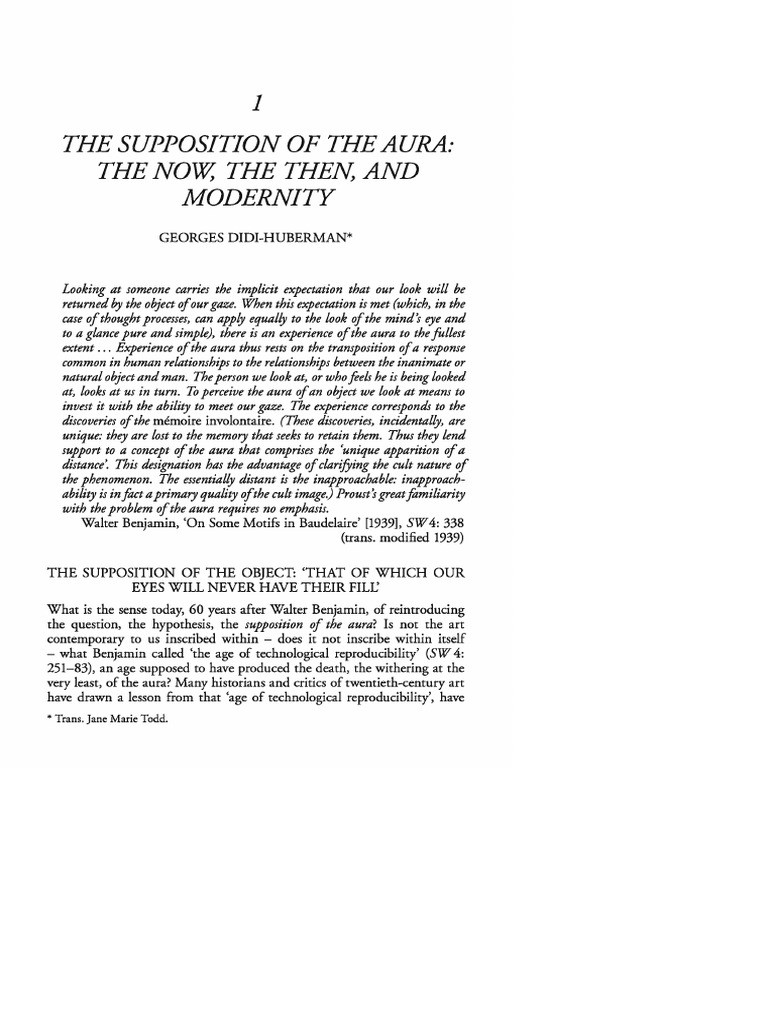 The Supposition of The Aura: The Now, The Then, and Modernity | PDF