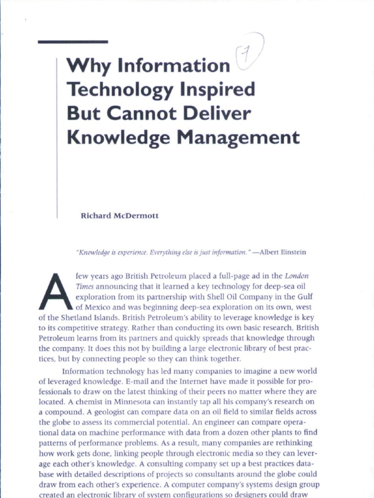 IT's Limits in Knowledge Management | PDF | Information Technology ...