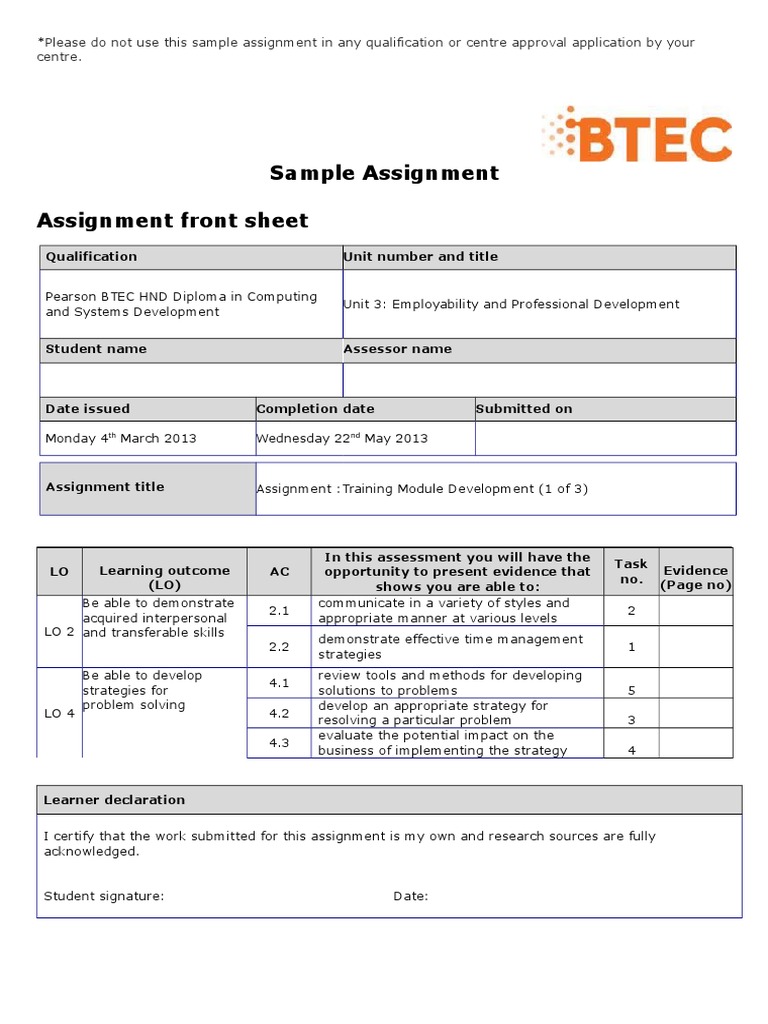 pearson hnd computing assignments