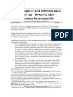 Metallography of AISI 1010 Steel and A 40 W/o Ag - 60 W/o Cu Alloy Laboratory Experiment #6a