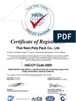 Thai Nam (ไทยนำ) HACCP Certificate