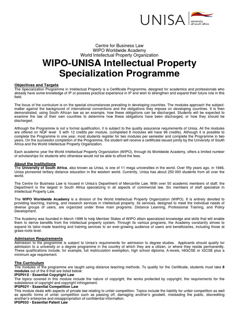 Unisa Ip | PDF | Trademark | Intellectual Property