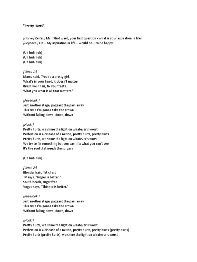 Pretty Hurts - Beyonce | PDF | American Songs | Pop Songs