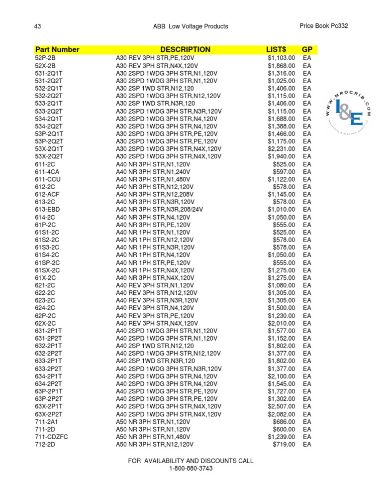 ABB Low Voltage Products Price Book | PDF | Science & Mathematics ...