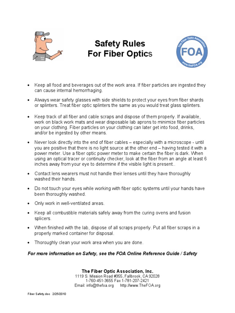 Safety Guidelines for Fiber Optics | PDF