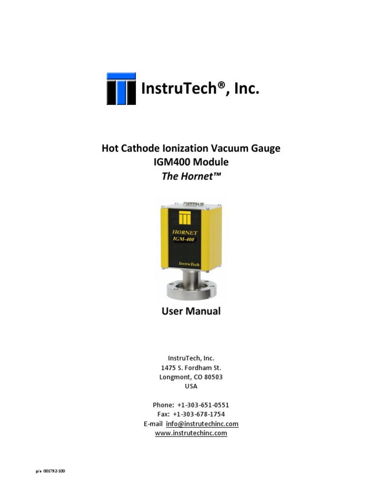 Hot Cathode Ionization Vacuum Gauge - The Hornet | PDF | Pressure ...