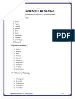 Clasificación de Sílabas