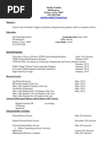 UTEP Upward Bound Student Resume | PDF | Students | Academia