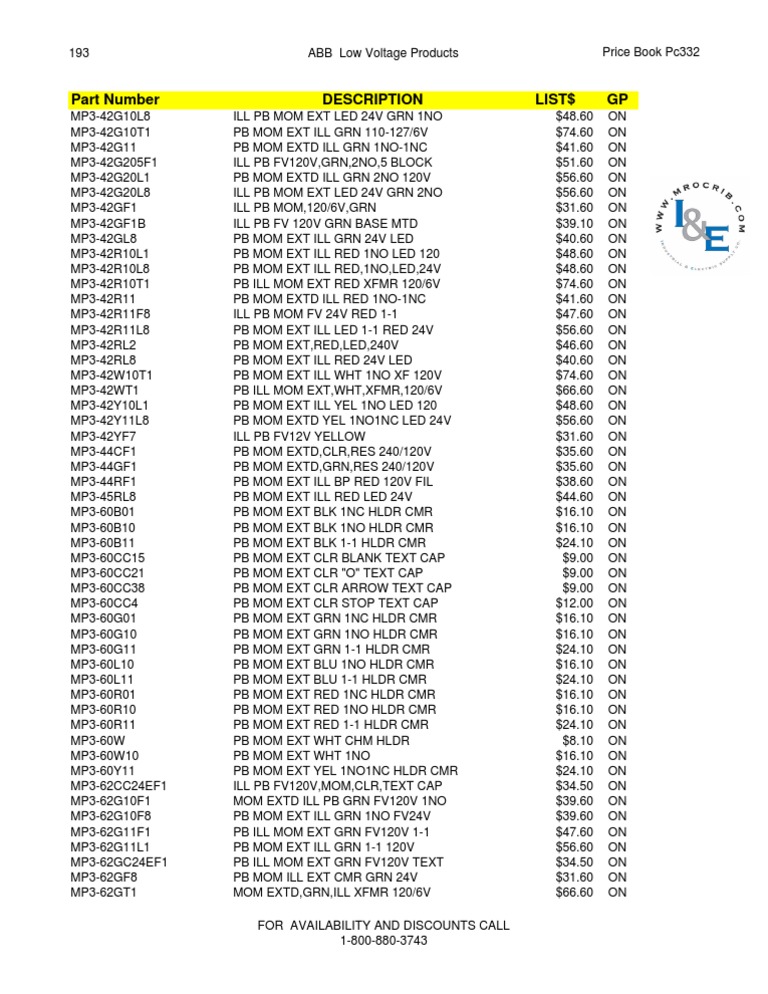ABB Low Voltage Products Price List | PDF
