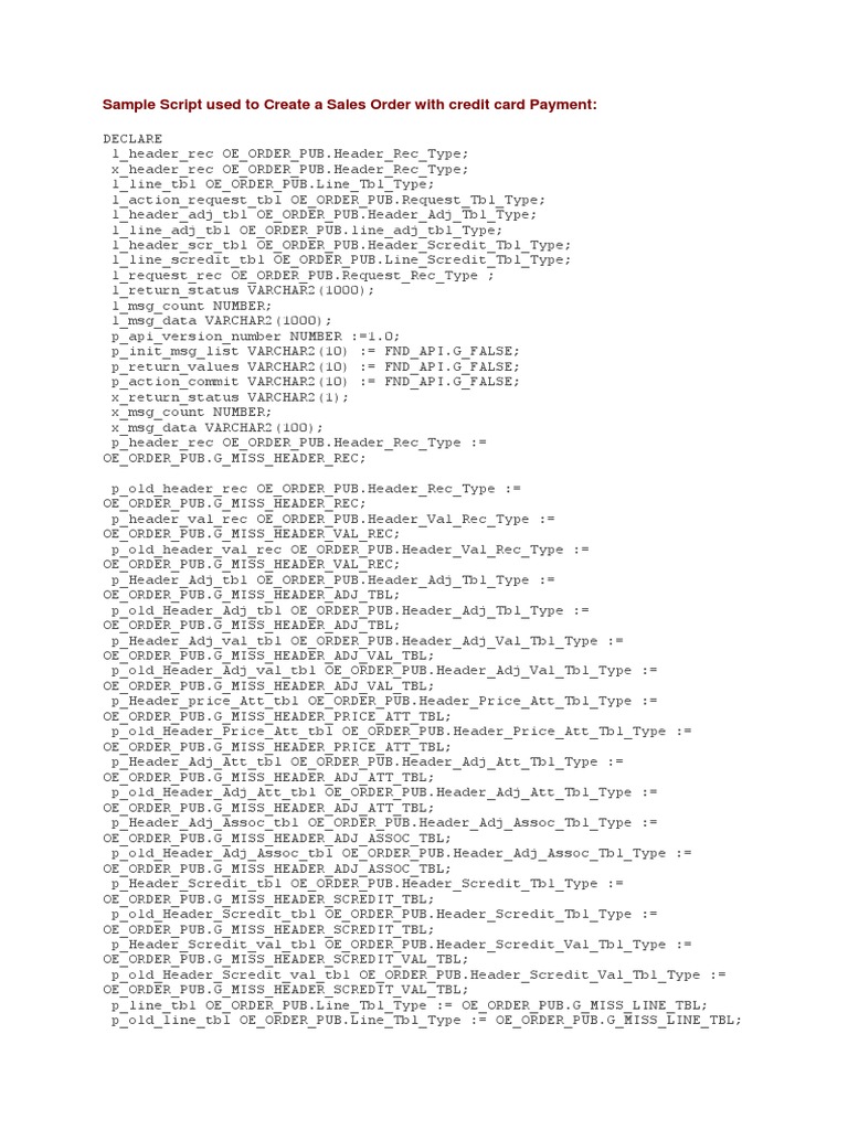 Credit Card Sales Order Script | PDF | Areas Of Computer Science ...