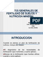 Aspectos Generales de Fertilidad de Suelos y Nutricion