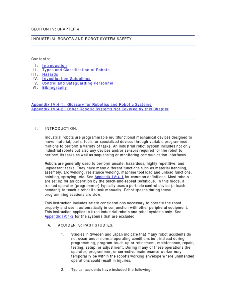 Safety in Industrial Robot Operations | PDF | Robot | Robotics