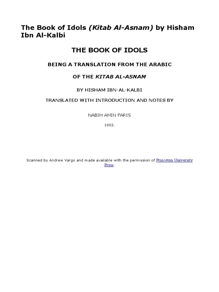 The Book of Idols (Kitab AlAsnam) by Hisham Ibn AlKalbi Odt PDF